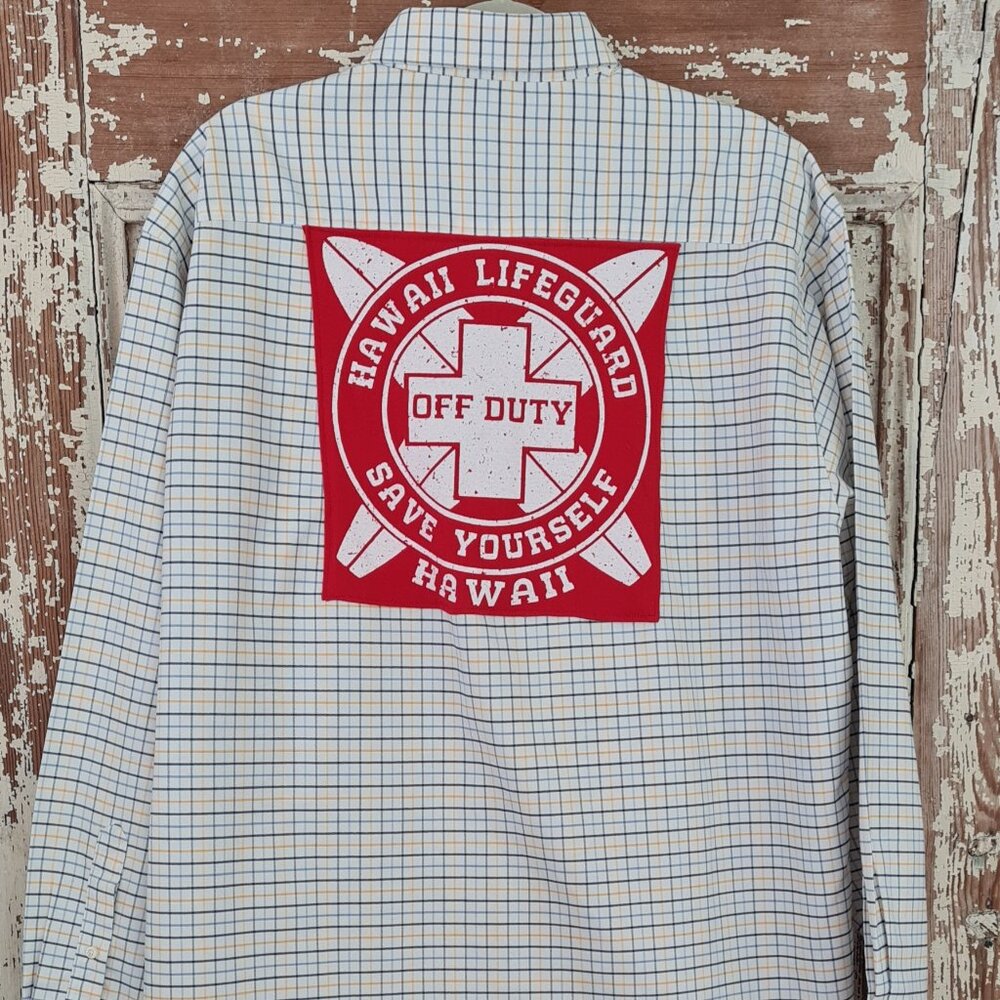 unique Flannel with Patch on the back L